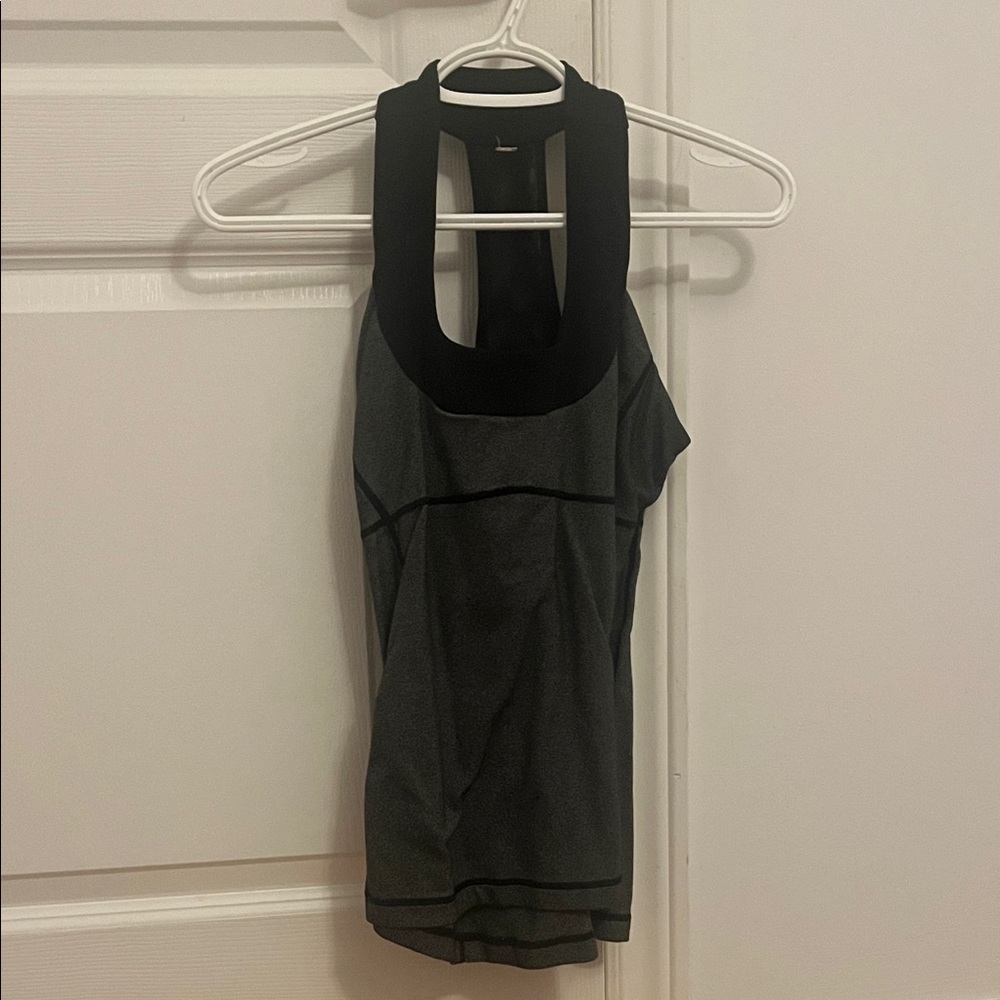 Women's Black and Gray tank lulu with built in bra